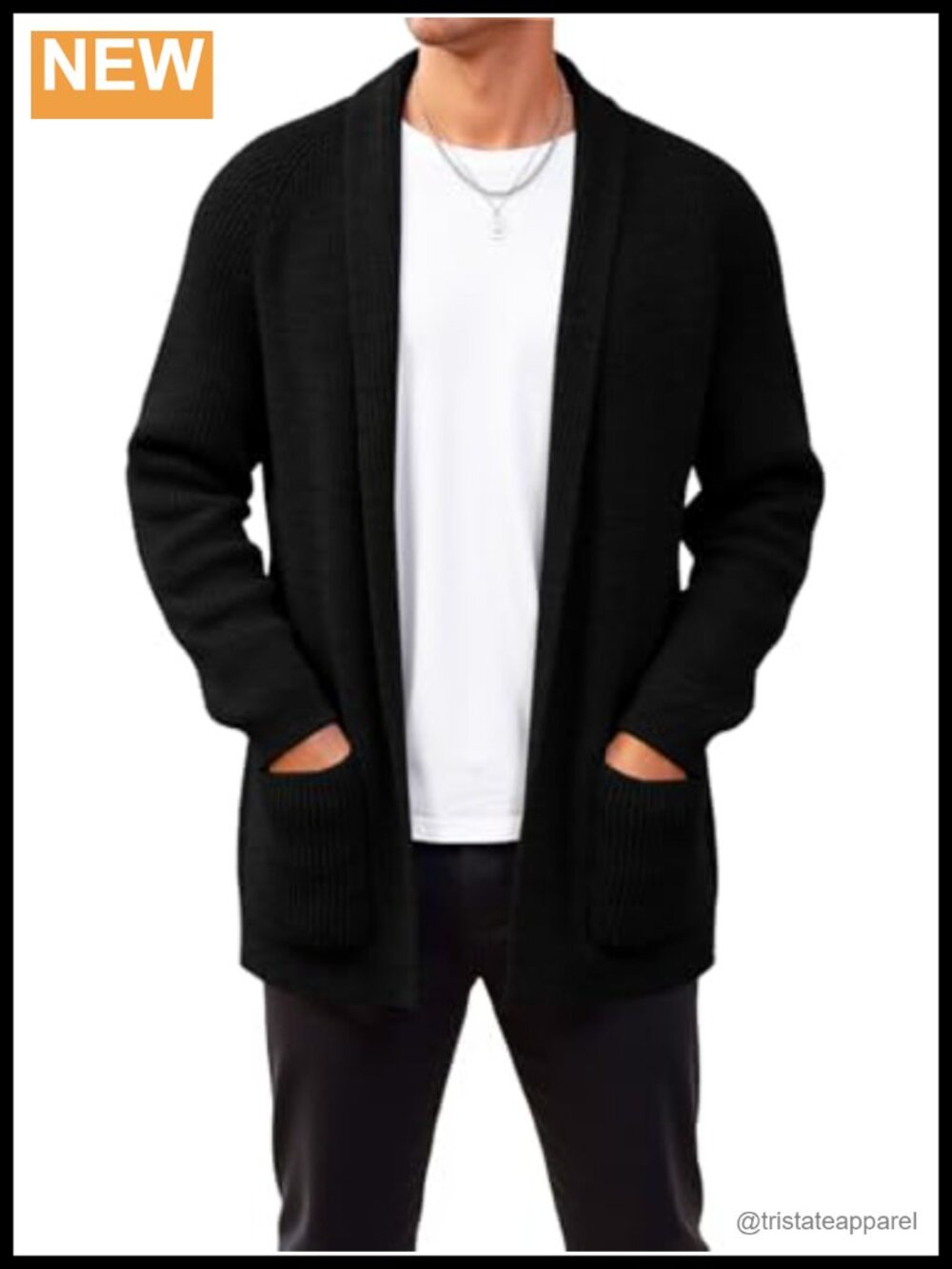 Mens Shawl Collar Long Cardigan Knit Open Front Sweater Fall Winter Thermal